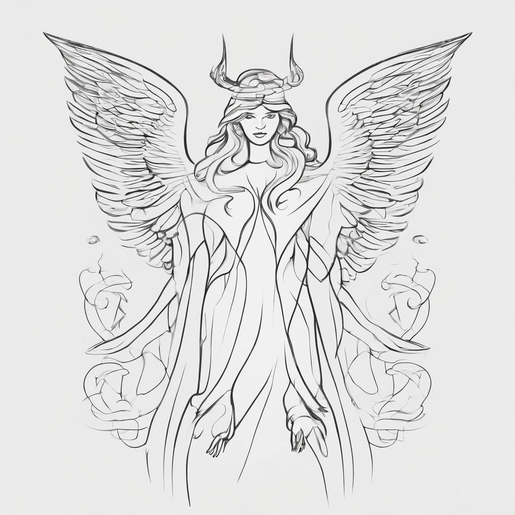 A character divided into two halves: an angel on one side, a demon on the other;
