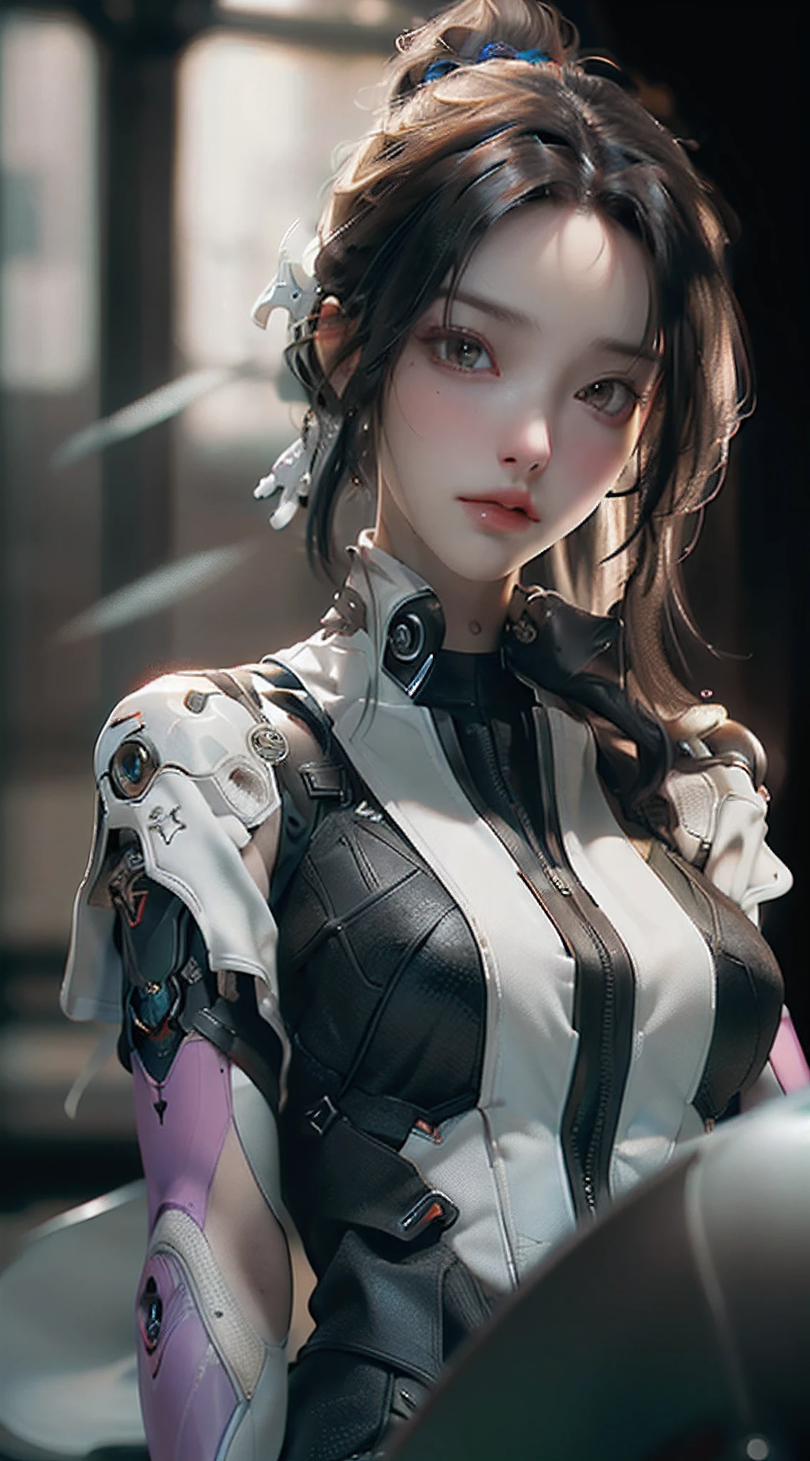 ((Best quality)), ((masterpiece)), (detailed:1.4), 3D, an image of a beautiful cyberpunk female,HDR (High Dynamic Range),Ray Tracing,NVIDIA RTX,Super-Resolution,Unreal 5,Subsurface scattering,PBR Texturing,Post-processing,Anisotropic Filtering,Depth-of-field,Maximum clarity and sharpness,Multi-layered textures,Albedo and Specular maps,Surface shading,Accurate simulation of light-material interaction,Perfect proportions,Octane Render,Two-tone lighting,Wide aperture,Low ISO,White balance,Rule of thirds,8K RAW,