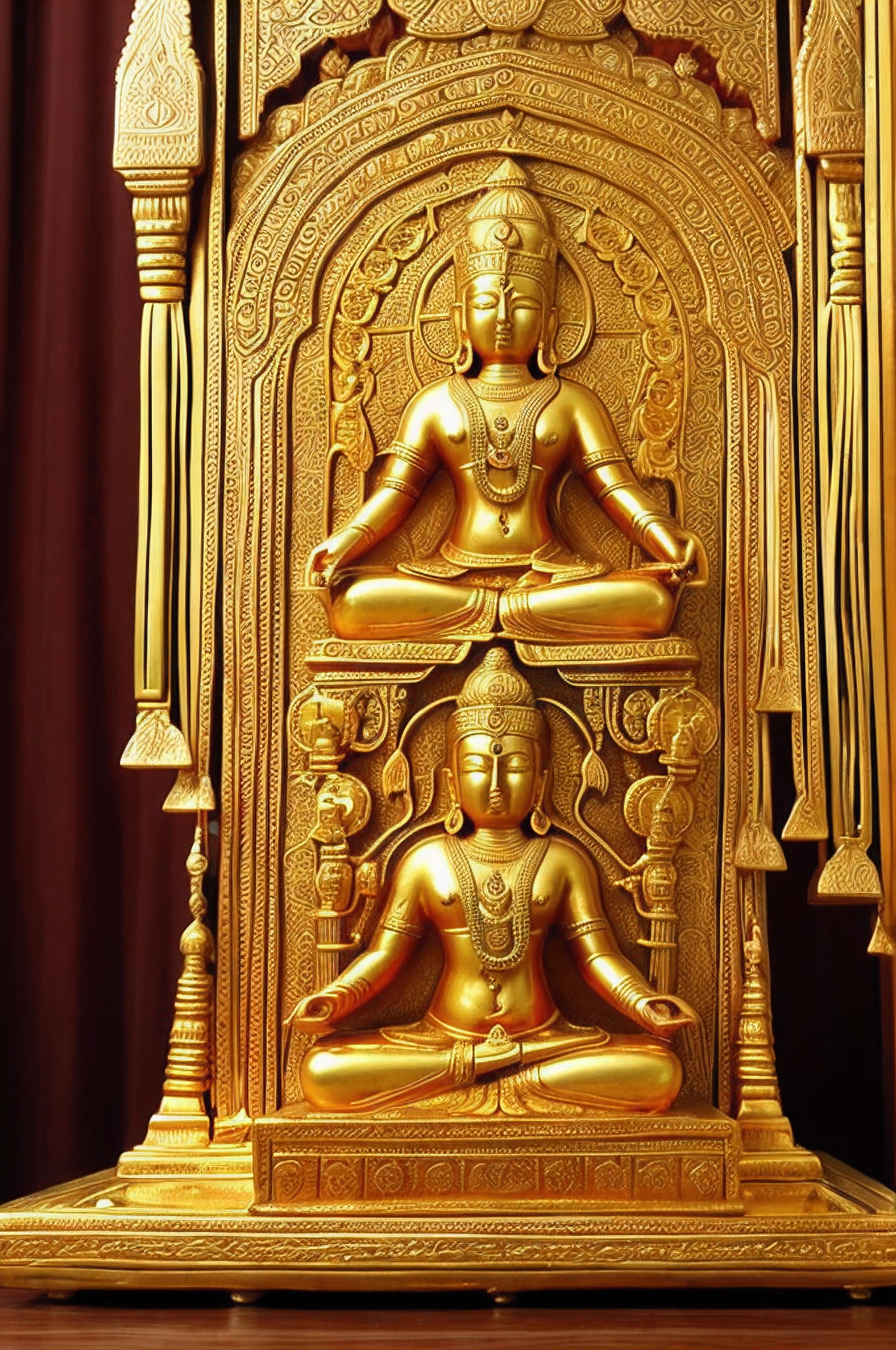 Ultra-detailed young tantric priestess with tattoos and percings and an ironman mask mixing music on a record player at a Hindu temple next to a photorealistic Buddha statue --auto