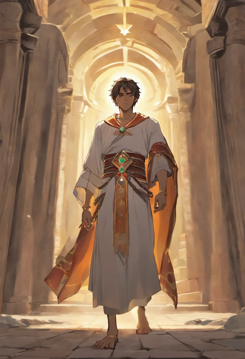 best quality, master part, 1menina Yunaka, um olho fechado, Sorrindo, detailed hands, StarCreate a detailed and engaging narrative of Joseph's story, the son of Jacob, Nos tempos antigos, with an emphasis on your challenges, triunfos e a jornada de sua vida. Highlight the trajectory of José since his youth, marked by prophetic dreams, even the adversities he faced, including the sale as a slave by the brothers themselves. Explore Joseph's experiences in Egypt, especially his rise and success as an administrator in Potiphar's household, highlighting the conflicts and temptations he faced;, como a investida da esposa de Potifar. Vividly describe the ups and downs that make up Joseph's life, including his unjust imprisonment and his interpretation of dreams. Highlight the surprising turn in Joseph's life, his promotion to a prominent position in Egypt and his ability to interpret Pharaoh's dreams. Conclude the story with Joseph's emotional reunion with his brothers and his rise to power, demonstrating the redemption and wisdom that characterized his journey.