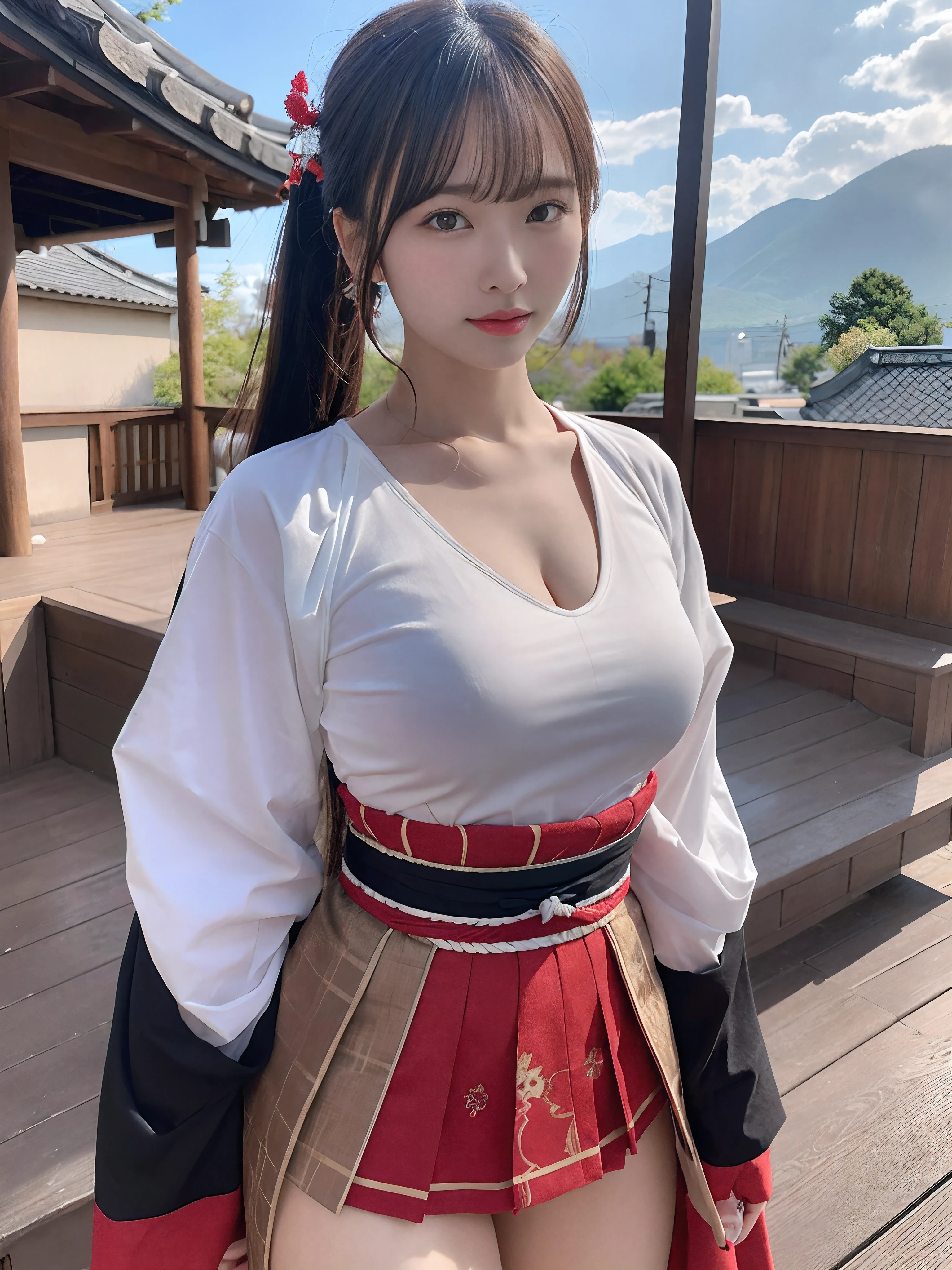 1Male Female Samurai((top-quality、8K、masterpiece:1.3))、full body Esbian、focus clear:1.2、Excellent style:1.4、masuter piece、(Realisticity: 1.2)、(Photorealsitic:1.3)、
realisitic、realisticlying、Raw foto、hyperdetailed face(Long ponytail)、hyper detailed background(loimu)、Ultra-detailed costumes(a miniskirt、Samurai-style clothing)、hyperdetailed body(Moderately breasts、)、super-detaild skin 、Knives 、Valley 、breastsout 、Transparent