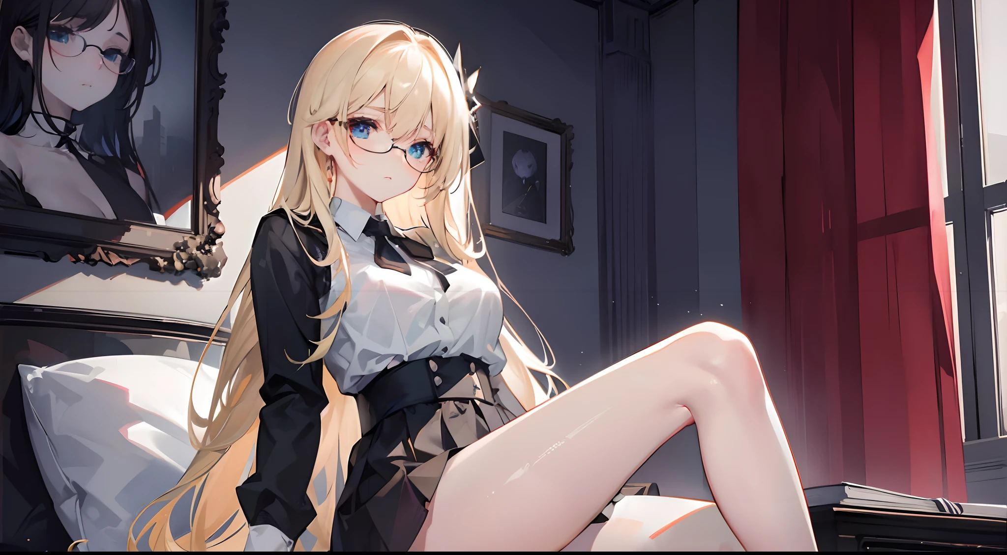 Anime girl sitting on bed with laptop on her lap, seductive anime girl, realistic schoolgirl, Blonde anime girl with long hair, anime best girl, realistic schoolgirl, loli in series, Young Anime Girl, anime moe artstyle, attractive anime girl, beautiful anime high school girl, an anime girl, Smooth Anime CG Art, beautiful anime girl