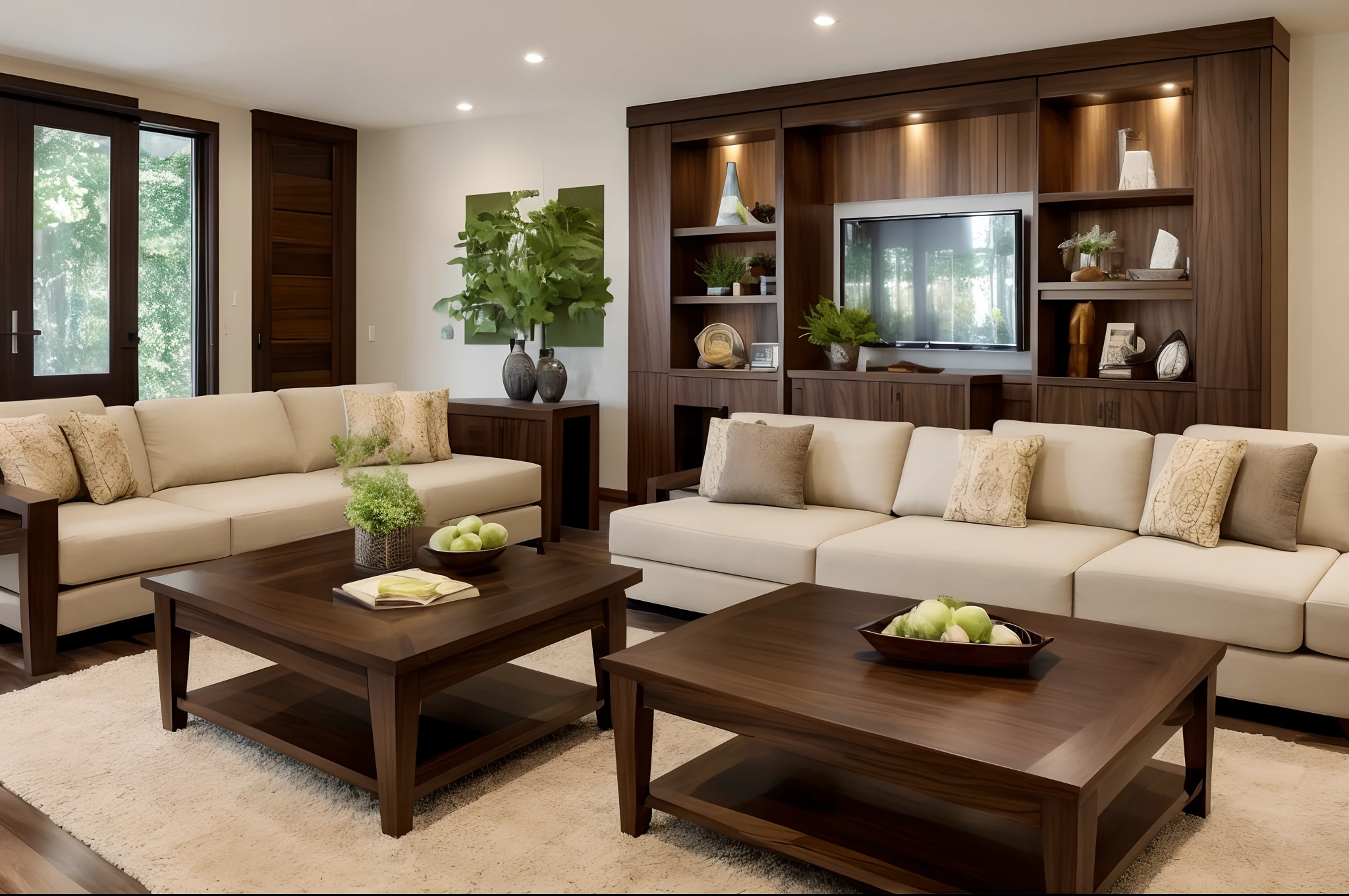 Walnut_furniture, Livingroom , interior design