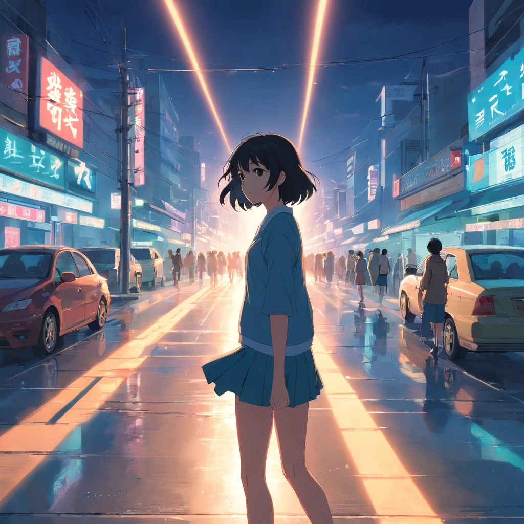 Masterpiece, Best quality, cinematic Film still from, 1 adolescent female, frontage， Black hair, dancing，The background of the details， Bright, Dark and eerie environment，A ray of light