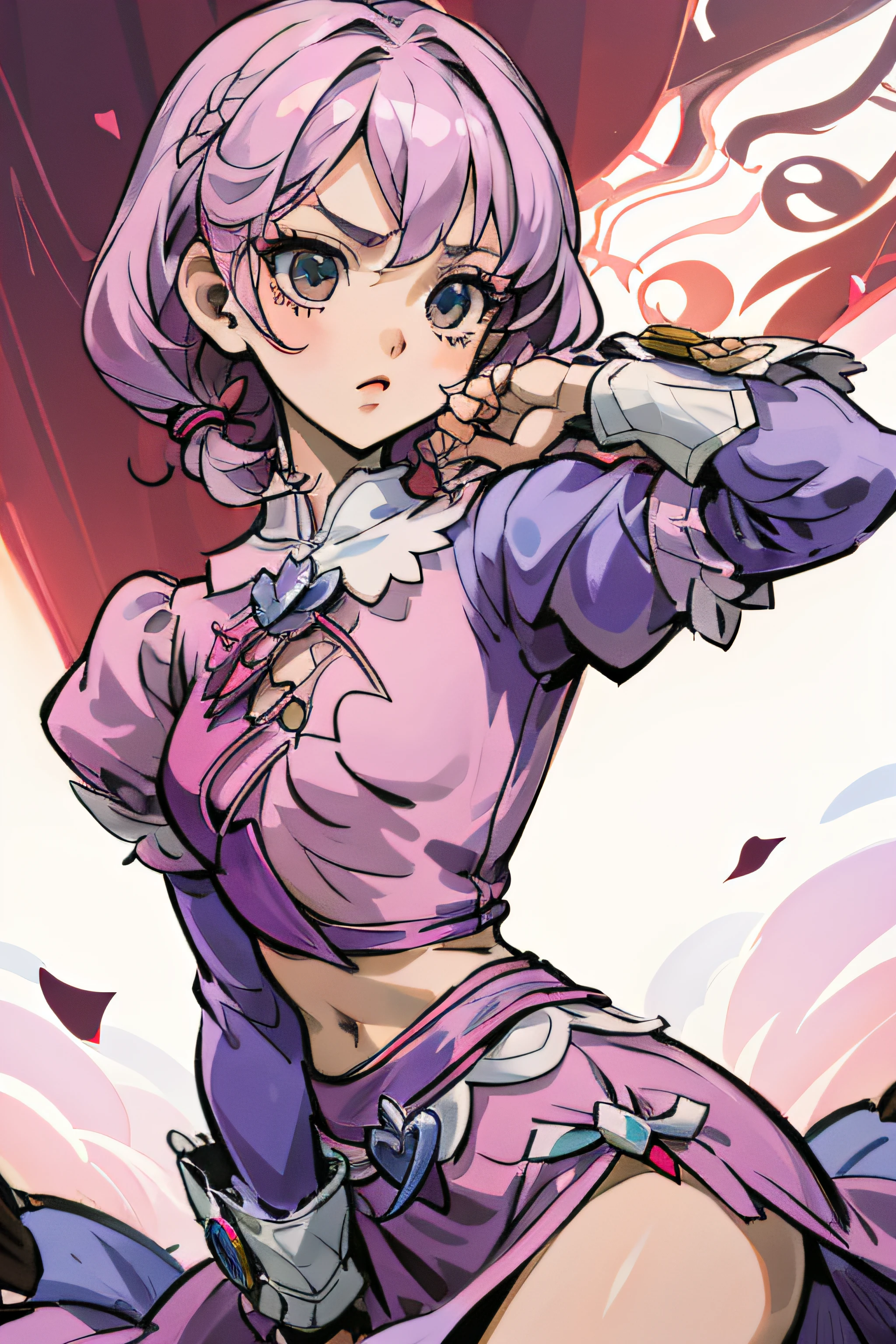 Alisa bosconovitch, olhos azuis, cabelo Rosa, cabelo curto, camisa preta, middlebreasts, tekken