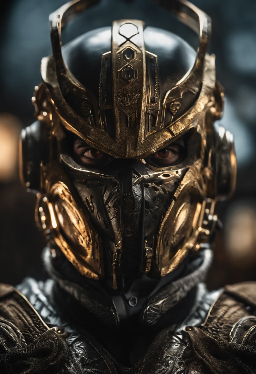 maximum quality, Dramatic lighting, menacing pose, fierce expression, epic atmosphere, (((man head shaped helmet))), (((full body shot))),a man made out of metal, cyborg, cyberpunk style, clockwork, ((intricate details)), HDR, ((intricate details, hyper detailed)), incandescent lamps, cinematic shot, vignette, bokeh effect background, (canines), (full body shot)., poster, cinematic, typography, 3d render, photo