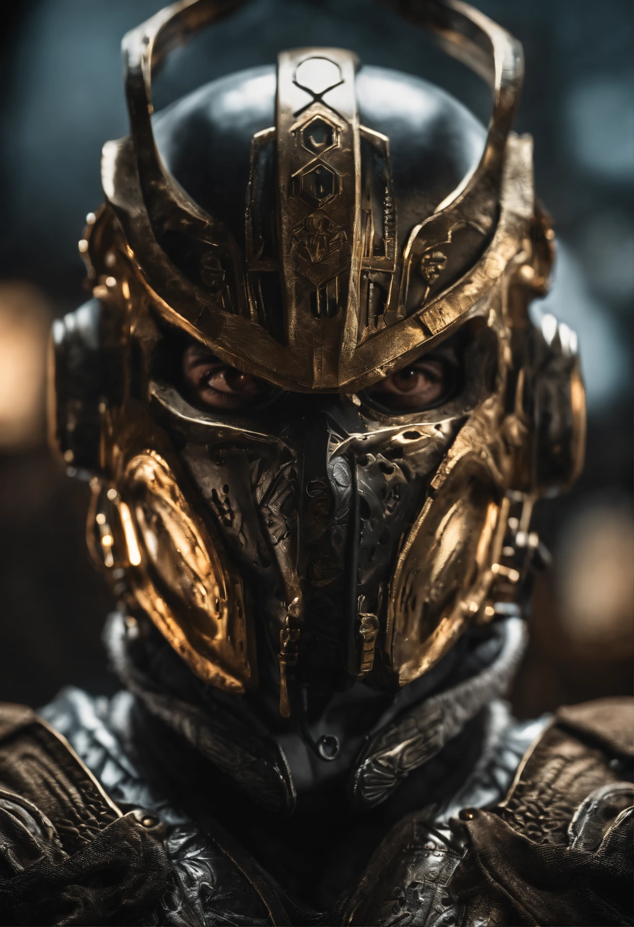 maximum quality, Dramatic lighting, menacing pose, fierce expression, epic atmosphere, (((man head shaped helmet))), (((full body shot))),a man made out of metal, cyborg, cyberpunk style, clockwork, ((intricate details)), HDR, ((intricate details, hyper detailed)), incandescent lamps, cinematic shot, vignette, bokeh effect background, (canines), (full body shot)., poster, cinematic, typography, 3d render, photo