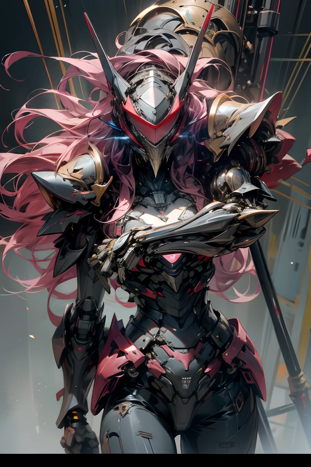 Detailed mechanical helmet.