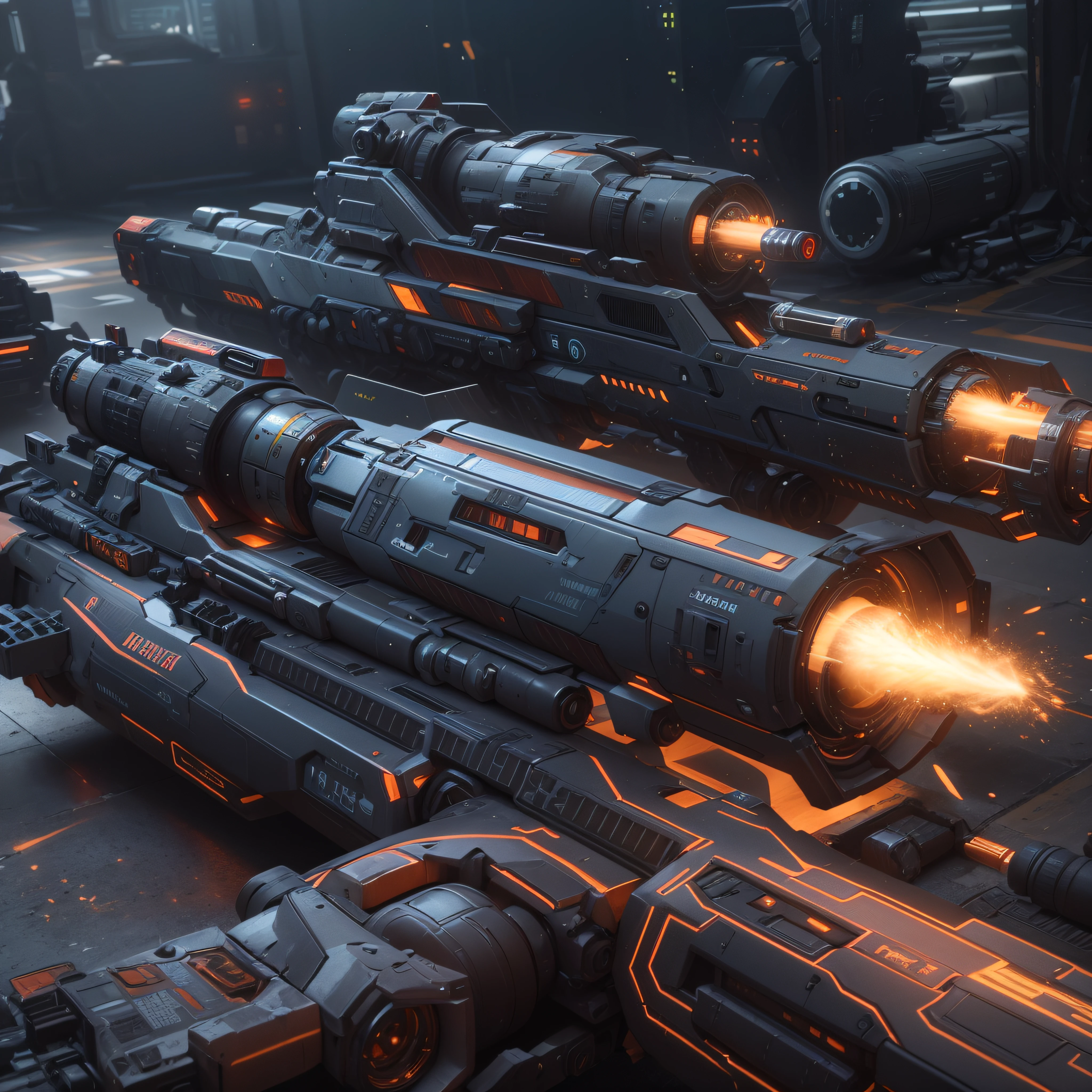 futuristic Weapons, Plasma Annihilators, photo-realistic, octane render, unreal engine, ultra-realistic
