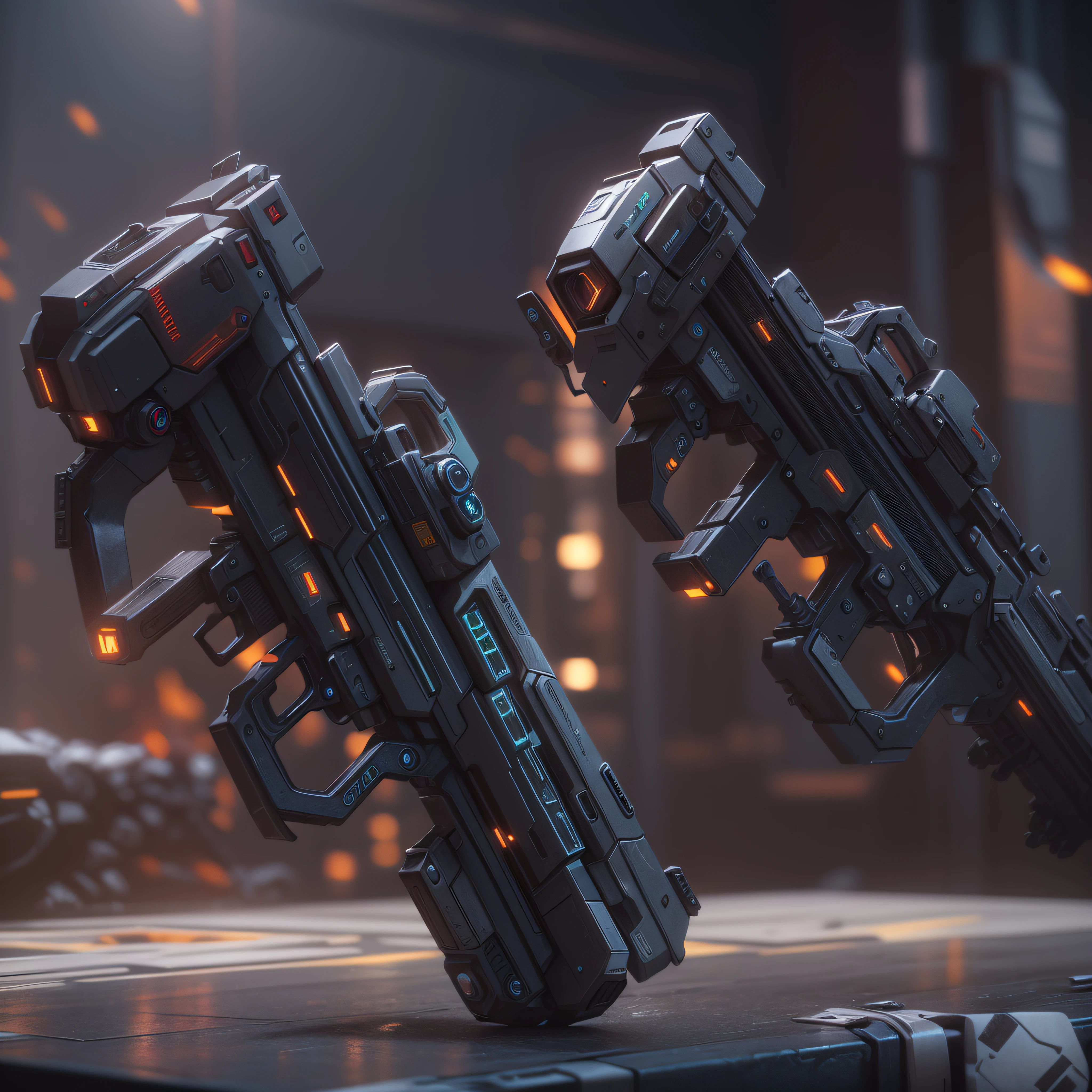 futuristic Weapons, Plasma Annihilators, photo-realistic, octane render, unreal engine, ultra-realistic