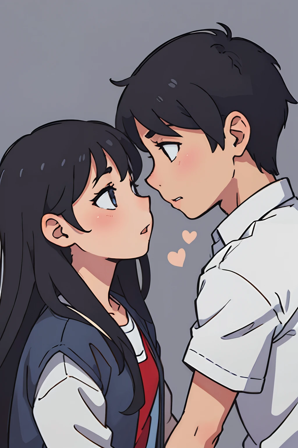 side view illustration of a girl kissing a boy