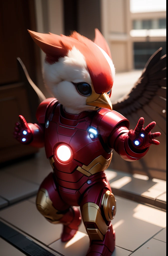 Cute  chicken in Iron Man suit