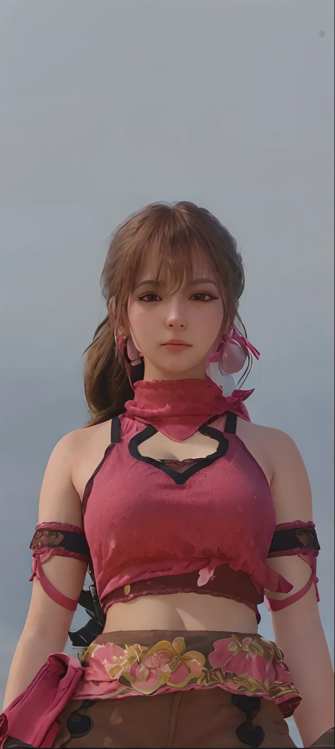 a close up of a woman in a pink top and brown pants, 8k portrait render, close up character, female character, character close up, photorealistic anime girl render, character close-up, 8 k character details, with very highly detailed face, as a character in tekken, highly detailed character, 8k highly detailed face, [ 4 k photorealism ]