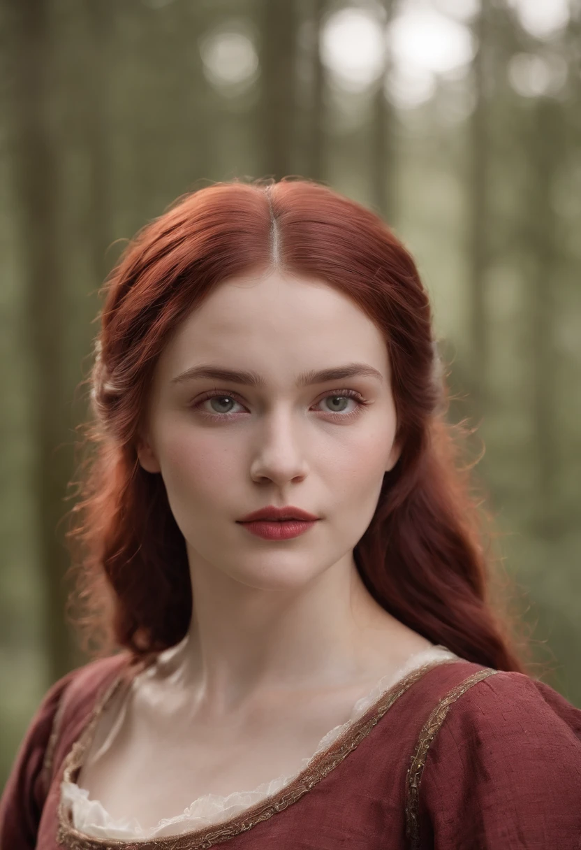 (((A deep reddish wound runs through his left cheek))) teint clair, woman about 19 years old, cheveux blancs naturels, Yeux verts distinctifs, Wearing kohl, mince et gracieux, beau, Candlelight in a medieval setting, Mise au point ultra nette, Realistic shooting, Medieval women's clothing, Tetradic colors (cicatrice:1.4)