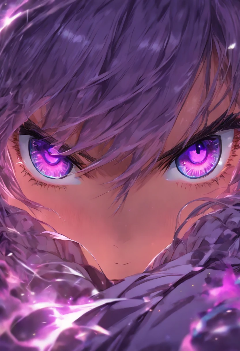 (purple colored pupil), Top quality, Masterpiece, high resolution, 8K, Hoodie and anime style girl, One girl, detailed line art,  Digital enhancement, Close up, Anime core, Flowing fabric，rot，torogao，Various expressions，The expression of peace eyes