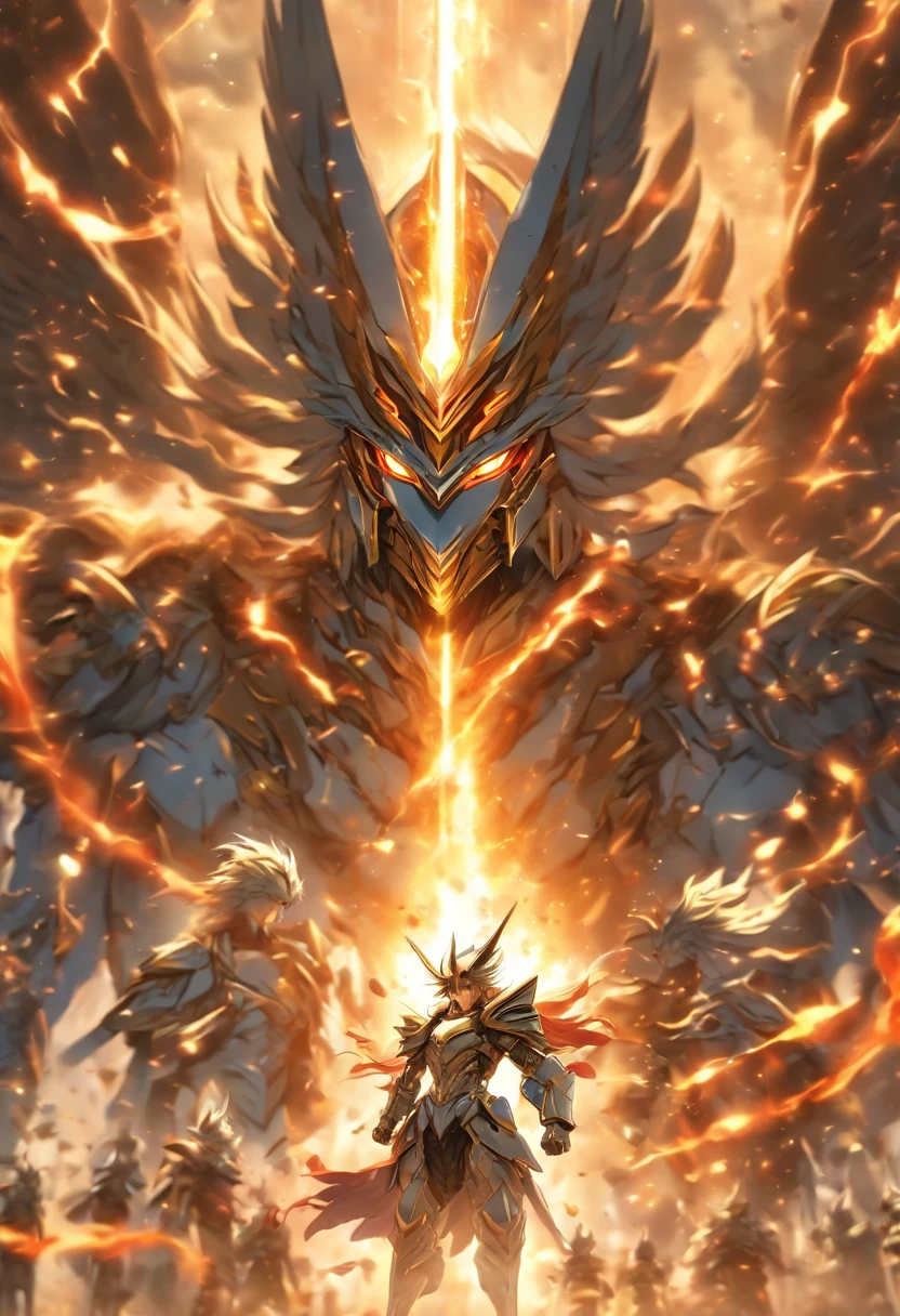 Warriors dressed in Pegasus' silver delicate armor burn the small universe,Burst out with amazing power, At the same time, shoot forward at the speed of light the Pegasus meteor swarm,The scene is impressive,Just the right shot,Perfect storyboard,In perfect motion graphics,(Watch from a distance in the third person)