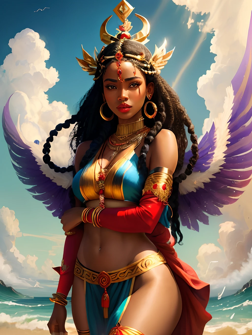 Female Orisha who has under her dominion the winds and storms. Also mentioned as Oiá, is personified as a haughty deity, guerreira, valente e ousada, Having loving connections, segundo sua mitologia, with the orishas