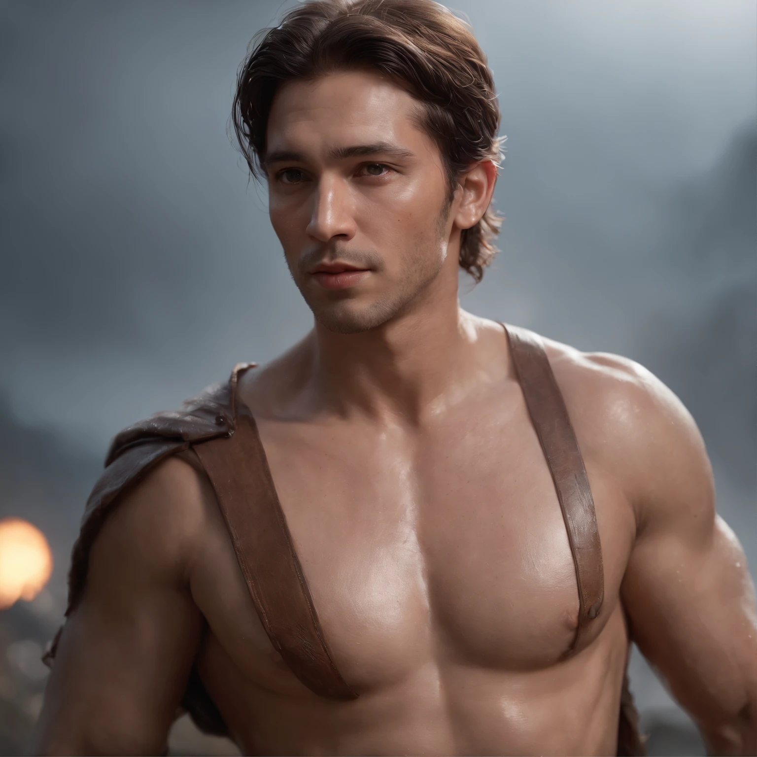 (Professional 3D rendering:1.3) de (Realistic:1.3) Foto de arte mais bonita do mundo,Features soft, bright male heroes, ((Epic hero fantasy rough muscular man wet hero angry look long hair short beard and fierce expression in dynamic pose, fantastic location, majestoso ambiente desordenado)), corpo inteiro 8k unidade render, action shot, poros da pele, very dark lighting, sombreamento pesado, circunstanciado, Rosto detalhado, (vibrante, fotogrdeia realista, Realistic, Dramatic, Escuro, foco nítido, 8k), (Old leather clothes damaged by bad weather:1.4), ((((Use peles)))), (intrincado:1.4), decadente, (altamente detalhado:1.4), pintura digital, rendering by octane, art stations, Conceito-Arte, liso, foco nítido, illustration, germe da arte, (Loish:0.23), Wlop Ilya Kuvshinov, e Greg Rutkowski e Alphonse Mucha Gracias, (global ilumination, studiolight, Light Volumetric), chuva forte, floating particles, patife, fantasia, Onze, corpo inteiroesbian, ((Fundo escuro e antigo da cidade:1.3)),CGSesociedade,art stations