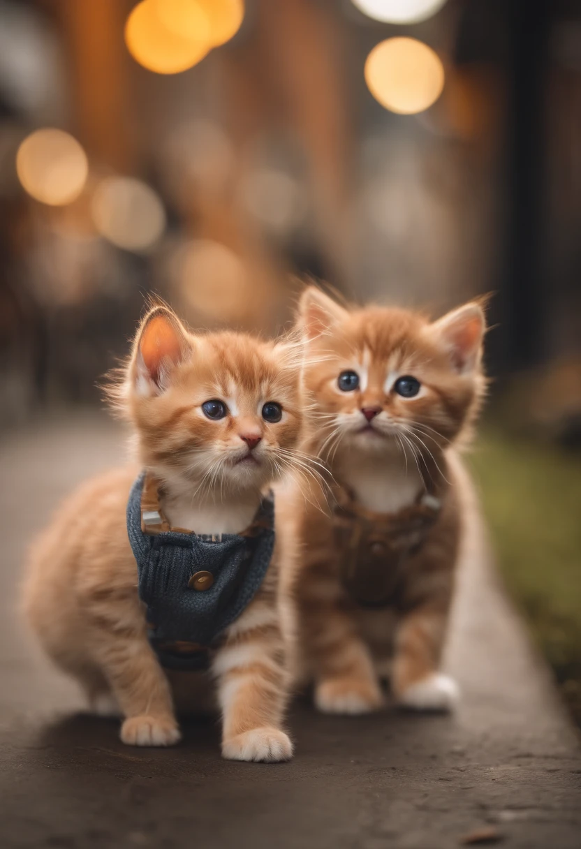 I have two little kittens, a cute little cat, cute kittens, Cutest, Incredibly cute, Adorable and cute, And cute and lovely. They are walking down the street with backpacks, Walking together, commute, Proudly walk down the street, And the cat is walking. They are cute in the style of 🍂 and 🍁, Adorable and cute, Cute and adorable, oh, nice and cute. They are known as real-life Tom and Jerry.