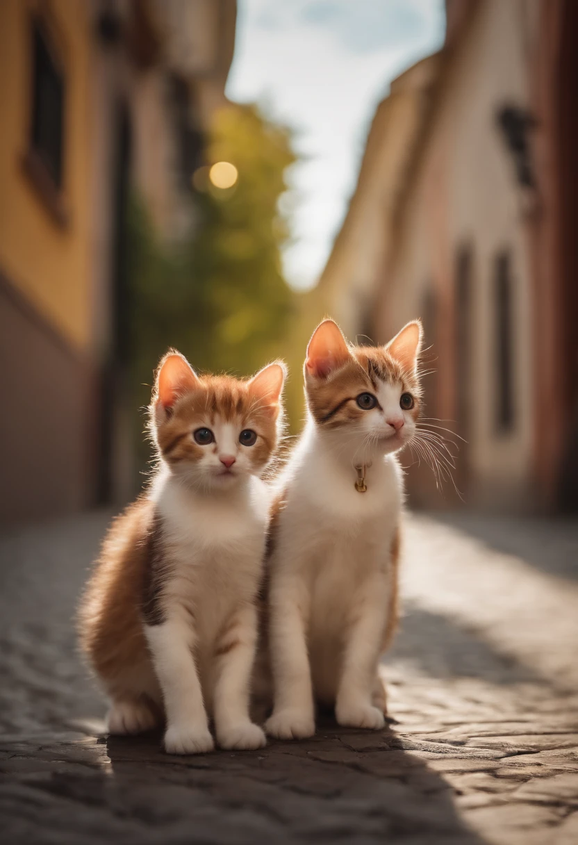 I have two  kittens, a cute little cat, cute kittens, Cutest, Incredibly cute, Adorable and cute, And cute and lovely. They are walking down the street with backpacks, Walking together, commute, Proudly walk down the street, And the cat is walking. They are cute in the style of 🍂 and 🍁, Adorable and cute, Cute and adorable, oh, nice and cute. They are known as real-life Tom and Jerry.