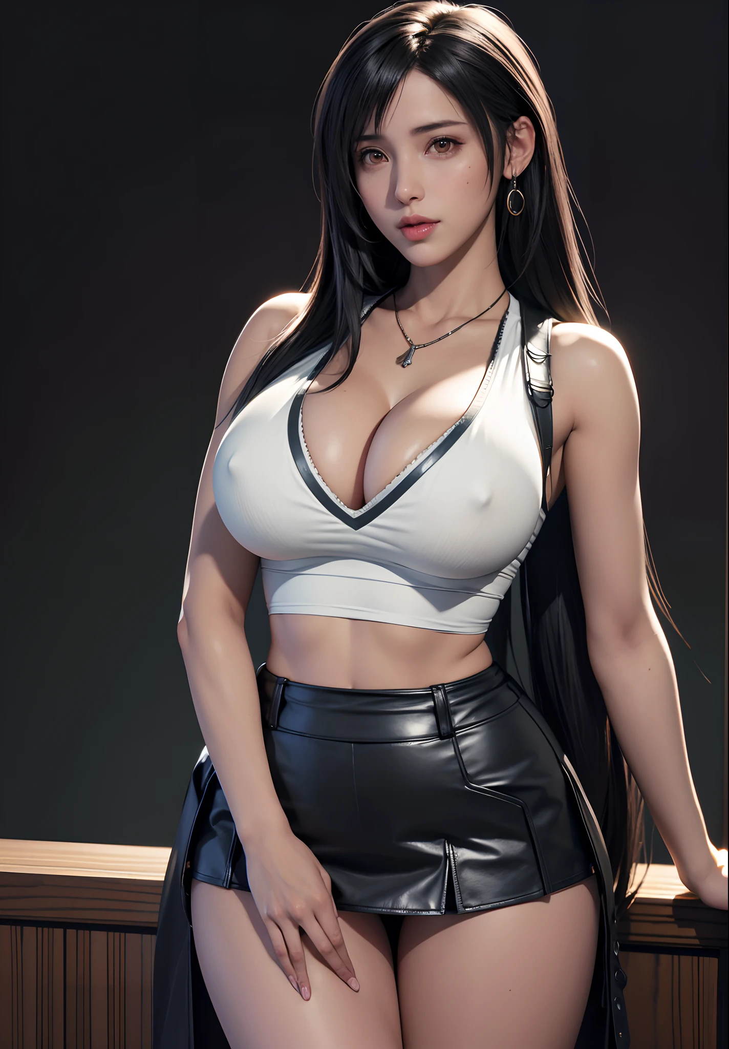 at office in background,looking at viewer,depth of field, bokeh,light falling,((MILF))
1girl wearing an office outfit, white shirt, black skirt ,huge breasts,
brown eyes,(long hair, black hair, very straight hair:1.4, hime cut:1.4), earrings necklace,pout,
photography, masterpiece, best quality,HDR, highres,realistic details, glowing skin, mature figure, voluptuous body, voluptuous breasts, perfect body, wide hips, colorful, looking at viewer, Hyperrealistic, from the front, watercolor, traditional media, (chromatic aberration, intricate details), dynamic poses,dynamic angle,
40K, HDR, highres, (tifa lockhart) earrings