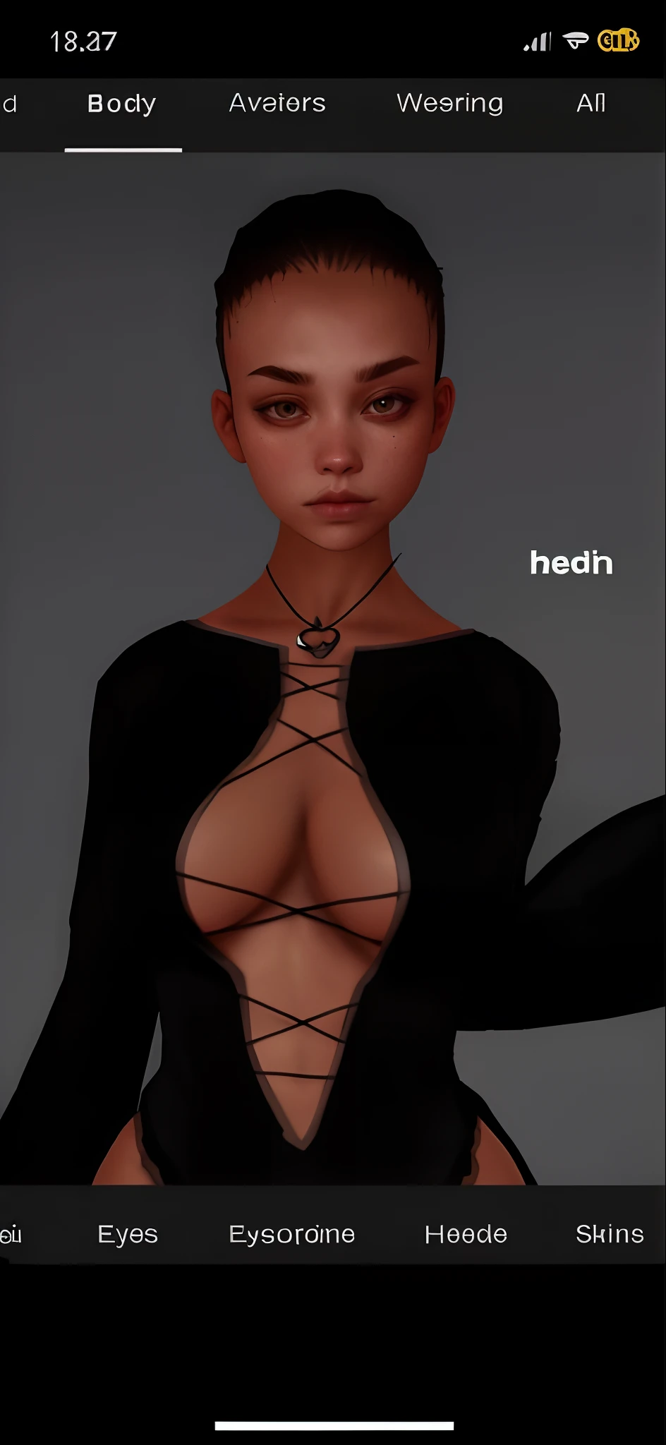 Girl with gothic net symbolic clothes, 。.com (Barbed wire of the body) brunette color hair,Gray hair ends