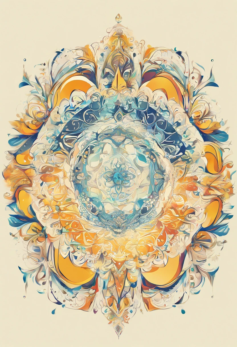 logotipo, (((magica))), Tierra, Agua, Fuego, viento, magical circles, mandala, abstracto, fractal, pattern, amarillo, creativo, Artstation, Vector, golden ratio