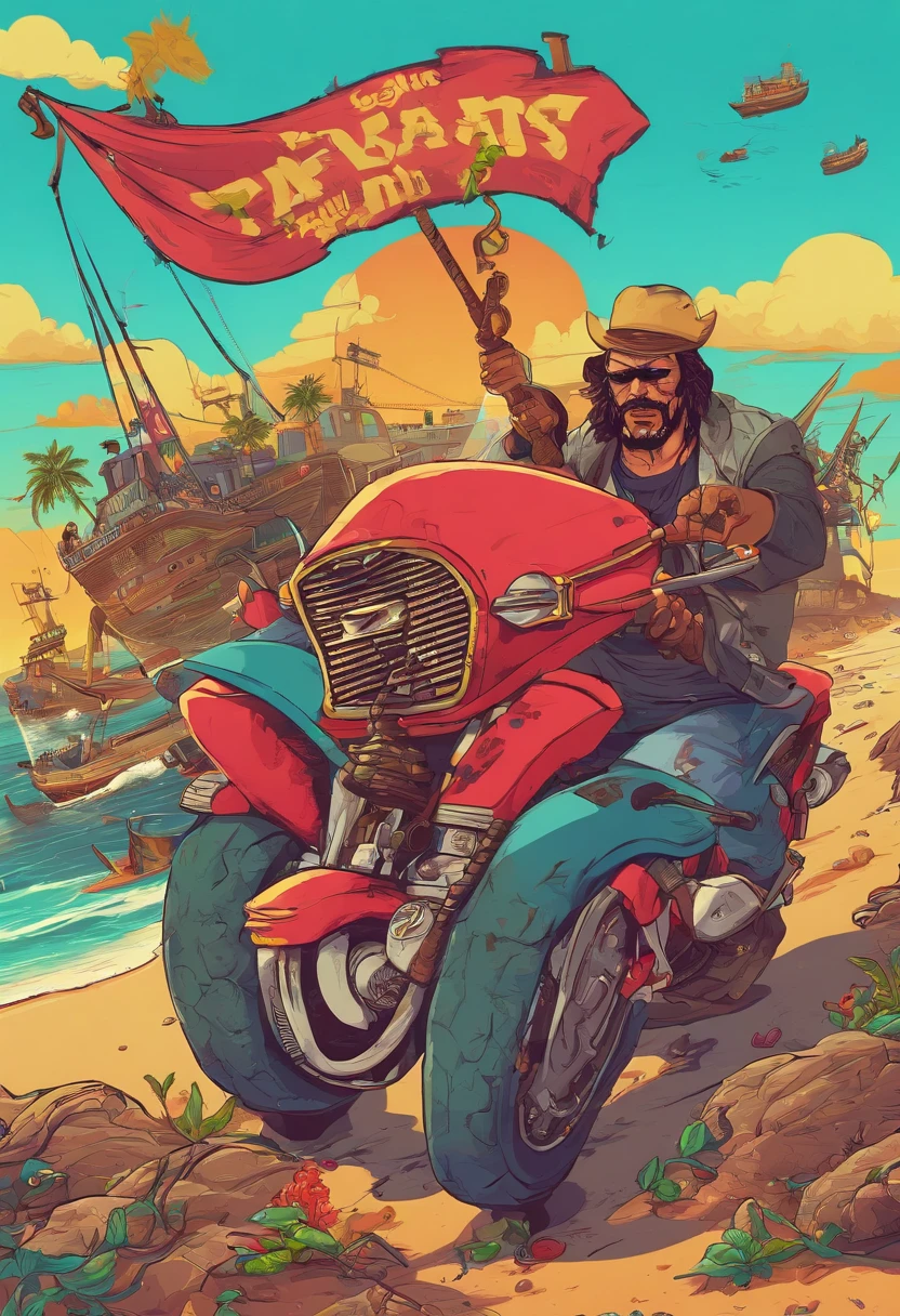 piratas com arma nao mao no meio do mar