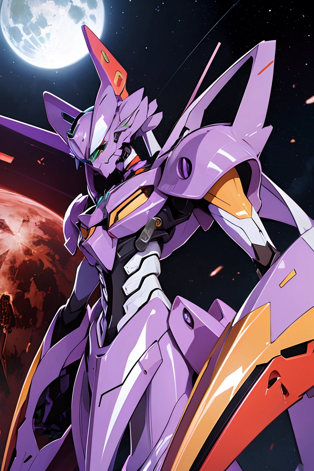 Evangelion. EVA-01. Detailed charoite robot armor. Big Robot.