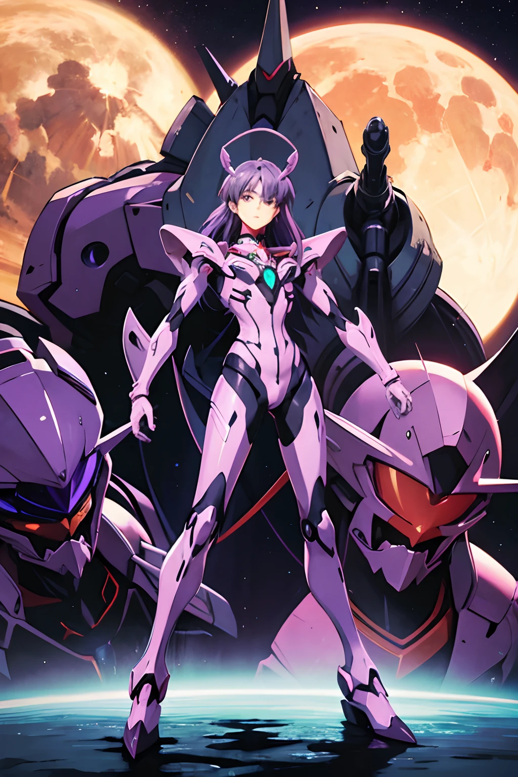 Evangelion. EVA-01. Detailed charoite robot armor. Big Robot.