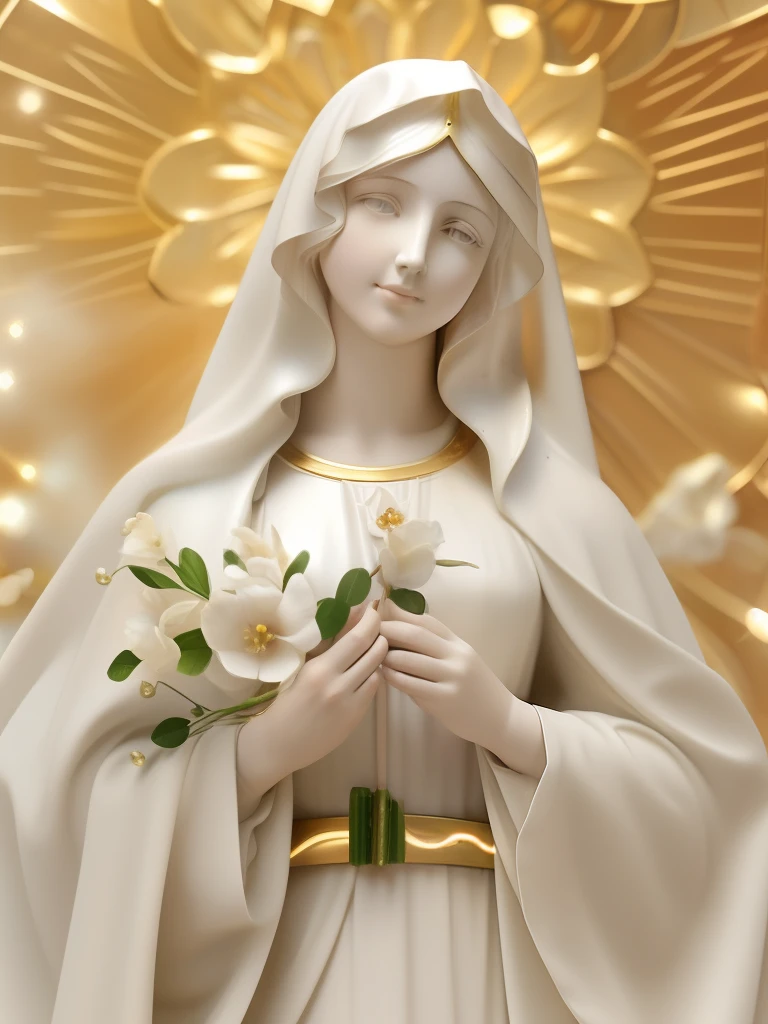 (((Blessed Virgin Mary of Mount Carmel))) Luminoso, en estilo similar al del artista WILLIAM ADOLPHE BOUGUEREAU, obra maestra, (La mejor calidad: 1.2), (super fine: 1.2), illustration, (extremadamente delicado y hermoso: 1.2), movie angle, flotante, (Hermoso ojo de detalle: 1.1), (detalle luz: 1.1), Movie Lights, Cielo delicado, ojos azules, (Cola de caballo alta: 1.1), capa, ojuelos, cielo estrellado, (light particles: 1.1) dibujo, flor. (obra maestra), (La mejor calidad), (fotorrealista:1.3), 8k, Textura detallada de la piel, Textura detallada de la tela, hermosa cara detallada, Detalles intrincados, ultra detallado (cuerpo de cuerpo entero:1.2)