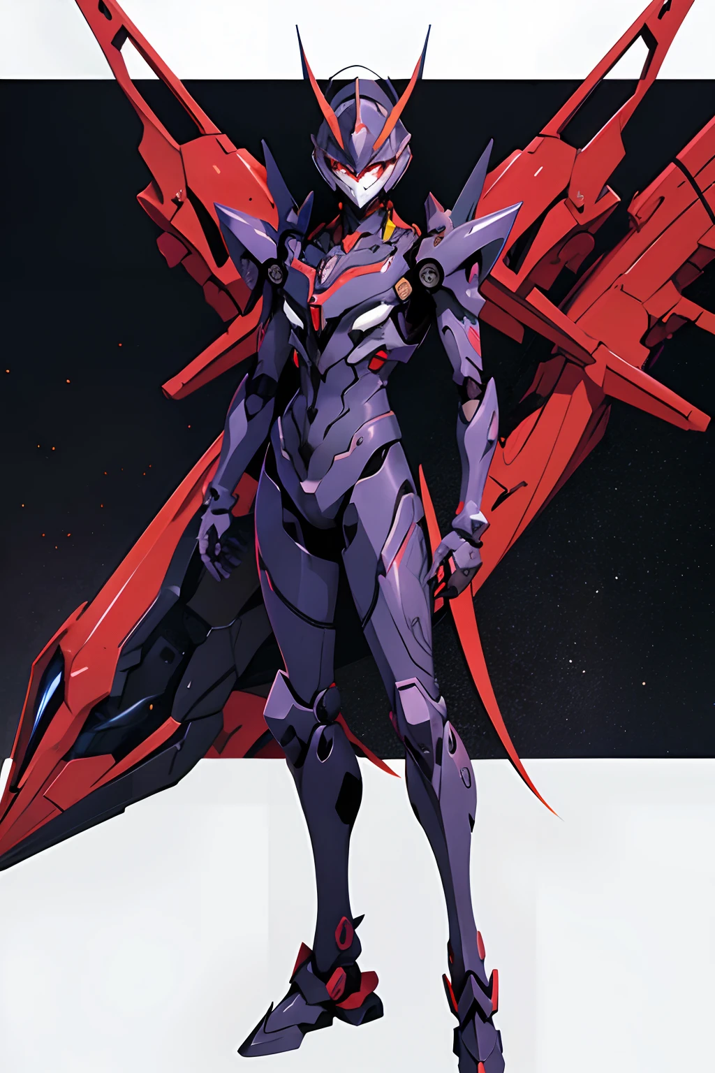 Evangelion. EVA-01. Detailed robot armor in black. Big Robot.