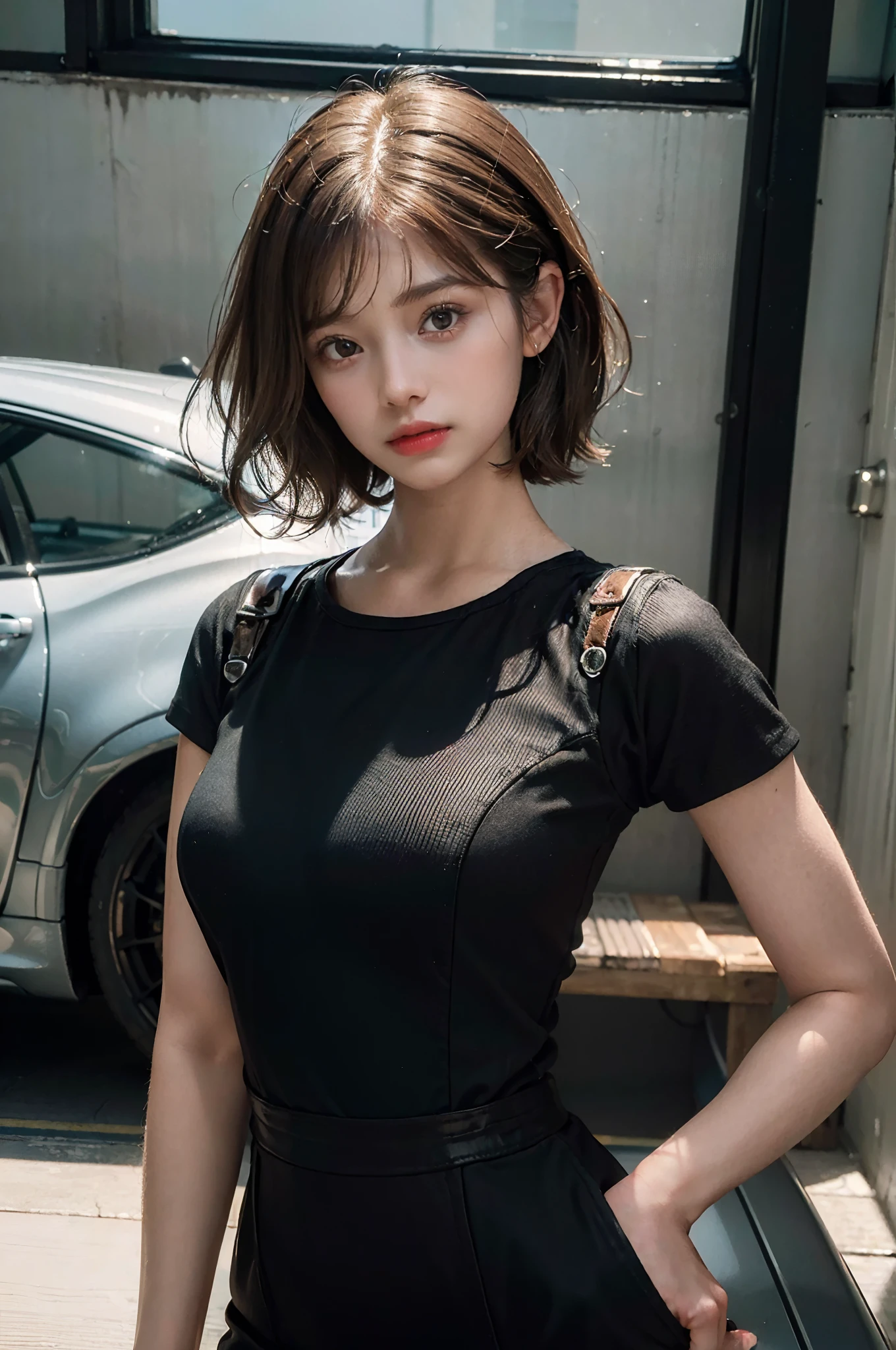 best quality,(RAW photo:1.2),(masterpiece:1.4),(photorealistic:1.4),(highres:1.4), 1girl, depth of field, Car Mechanic Girl With Stylish Short Brown Hair,Mechanic Suit, Multiple Poses And Expressions, Difference Angles, Character Sheets, In The Style Of Children Book Illustration, Intricately detailed,8k, extremely detailed, perfect lighting, Isolated On Pure White Background.
