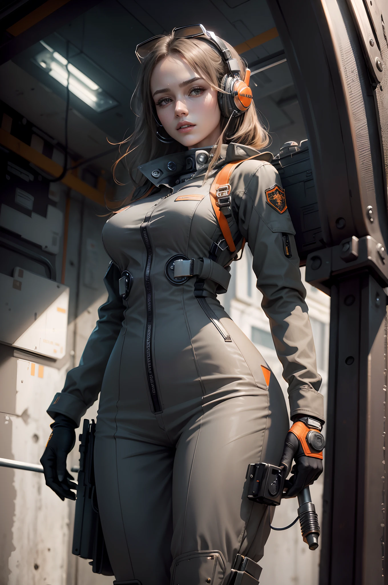 nsfw:1.6、Very beautiful woman、Slender women、(Detailed face)、Realistic Skin、((Delicate photo))，(Girl Masterpiece RAW Photo Details:1.25), (Highest quality:1.6), (Ultra-high resolution:1.5), (Realistic:1.75), 8K resolution, Canon EOS R5, 50mm, Absurd, Ultra-detailed,Cinema Lighting、One girl, 白hair,((hime_cut))、Smile、 Window Shades,((Ultra tight white jacket coat)), Chest Rig, cyber punk, ((Techwear)),I can see your abs、Bra Top、((Big Breasts))、((The abdomen is visible))、(((Ultra-delicate and futuristic design)))、Biting into the crotch