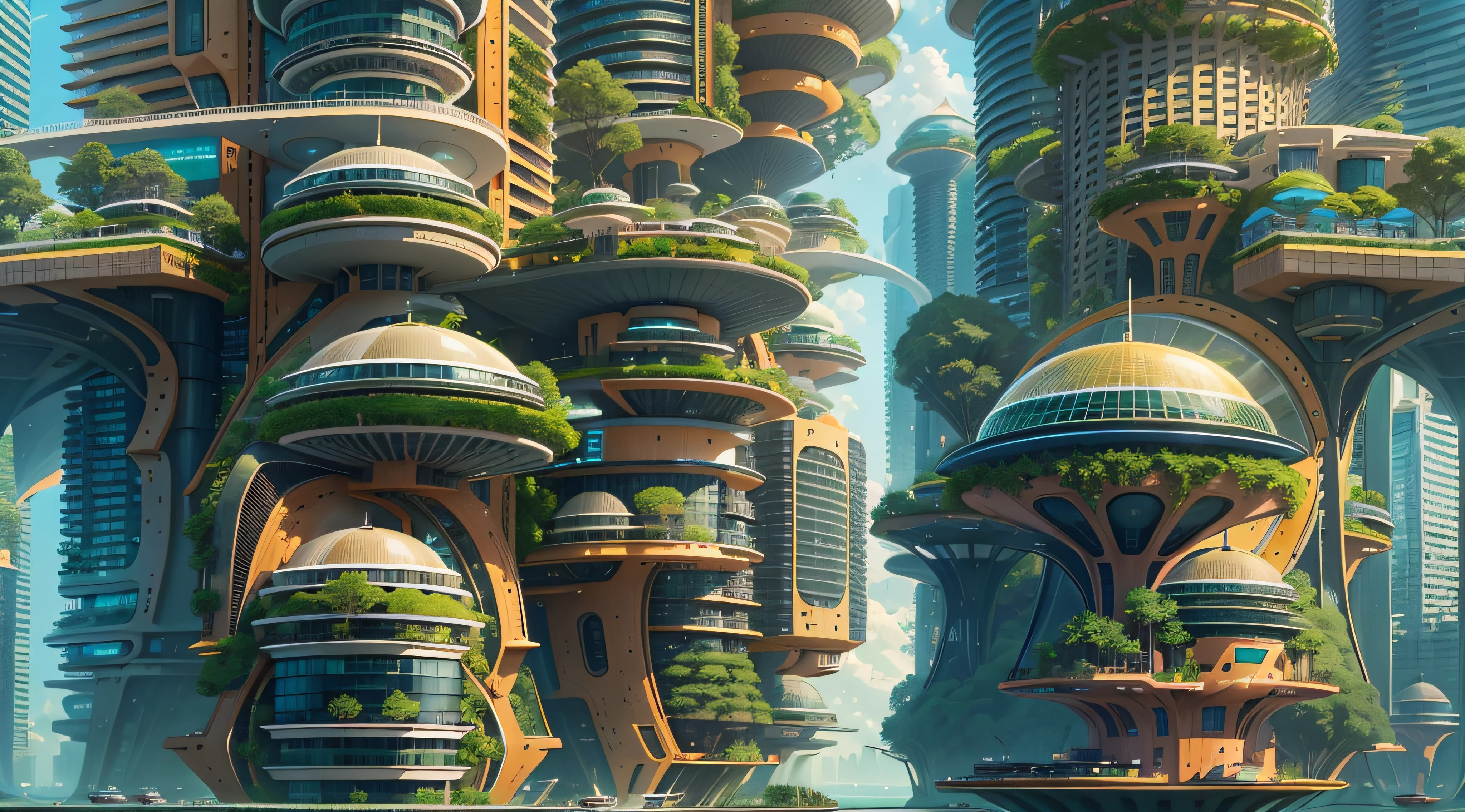 (Best quality,4K,8K,A high resolution,Masterpiece:1.2),Ultra-detailed,(Realistic,Photorealistic,photo-realistic:1.37),Futuristic floating city,Futuristic technology,Huge urban high-tech tablet platform,Airship,Floating in the sky,Futuristic city,Small airships around,High-tech hemispherical platform,Colorful lights,Advanced architecture,modernn architecture,skyscrapper,Access the cloud,Scenic beauty,view over city,Impressive design,Blend seamlessly with nature,energetic and vibrant atmosphere,Futuristic transportation system,Parking is suspended,Transparent path,Lush greenery,Sky gardens,cascading waterfalls,Magnificent skyline,reflections on the water,Sparkling river,Architectural innovation,futuristic skyscrapers,Transparent dome,The shape of the building is unusual,Elevated walkway,Impressive skyline,Glowing lights,Futuristic technology,Minimalist design,Scenic spots,Panoramic view,Cloud Piercing Tower,Vibrant colors,epic sunrise,epic sunset,Dazzling light display,magical ambiance,The future city,Urban Utopia,LuxuryLifestyle,Innovative energy,sustainable development,Smart city technology,Advanced infrastructure,Tranquil atmosphere,Nature and technology live in harmony,Awesome cityscape,Unprecedented urban planning,Architecture connects seamlessly with nature,High-tech metropolis,A cutting-edge engineering marvel,The future of urban living,Visionary architectural concept,Energy-efficient buildings,Harmony with the environment,A city floating above the clouds,Utopian dreams become reality,The possibilities are endless,State-of-the-art transportation network,Green energy integration,Innovative materials,Impressive holographic display,Advanced communication system,Breathtaking aerial view,Quiet and peaceful environment,Modernist aesthetics,Ethereal beauty