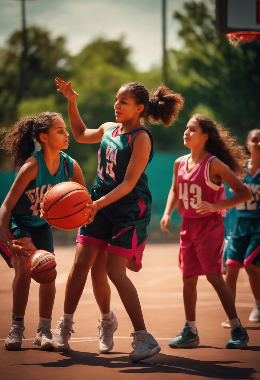 Girls playing basketball