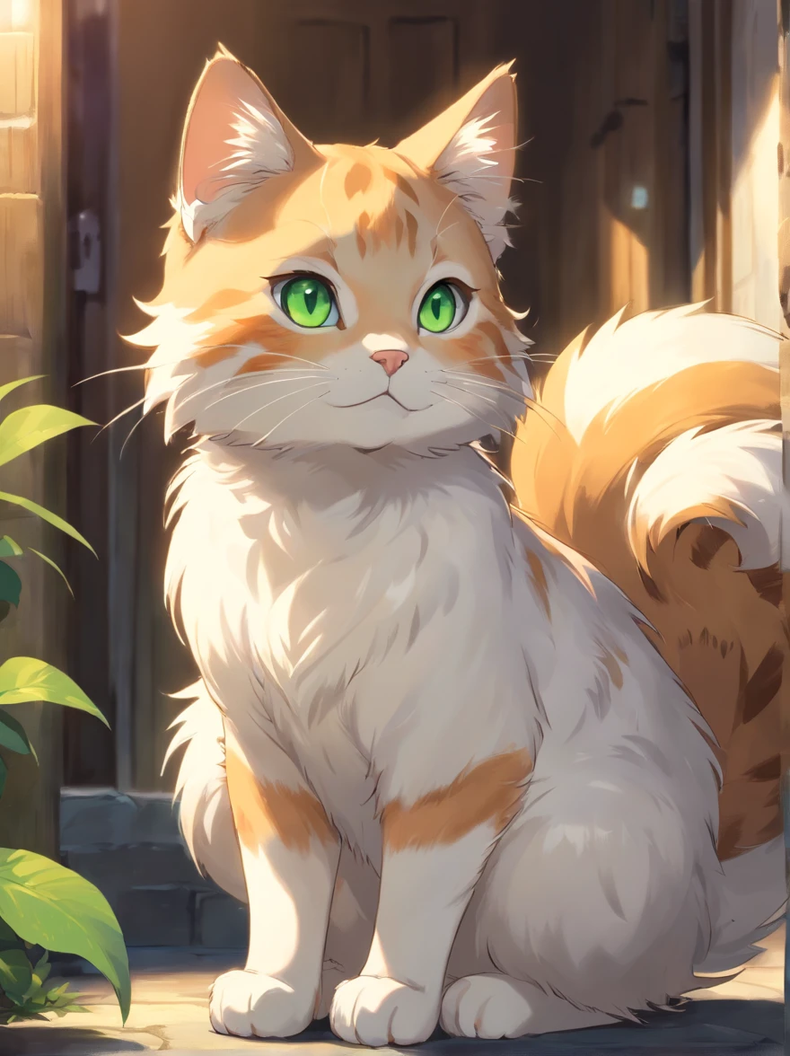 hairy pubic,looking toward the viewer, A turtle,mammal, grey tabby cat, Solo, White body, White fur, Clothing,Wear a plain white short-sleeved T-shirt,White shorts , anthro, tuft, Ambiguous gender, Detailed background, wears, inner ear fluff, Black nose, Nature, Beautiful and good-looking green eyes,Fluffy tail,Cute cat's paw,Young,Petite and cute emphasis,Walking posture,Detailed characters,A smile on his face(1.2),balding,the night,borgar(1.1)。Solo furry,White fur,hyper cute face,Glowing T-shirt,Beautiful lights and shadows,ambient lights,Ultra-fine fur,volumettic light