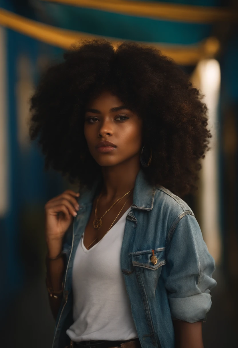 menina de 15 anos, agente FBI, pele negra, cabelos afro, katana na cintura