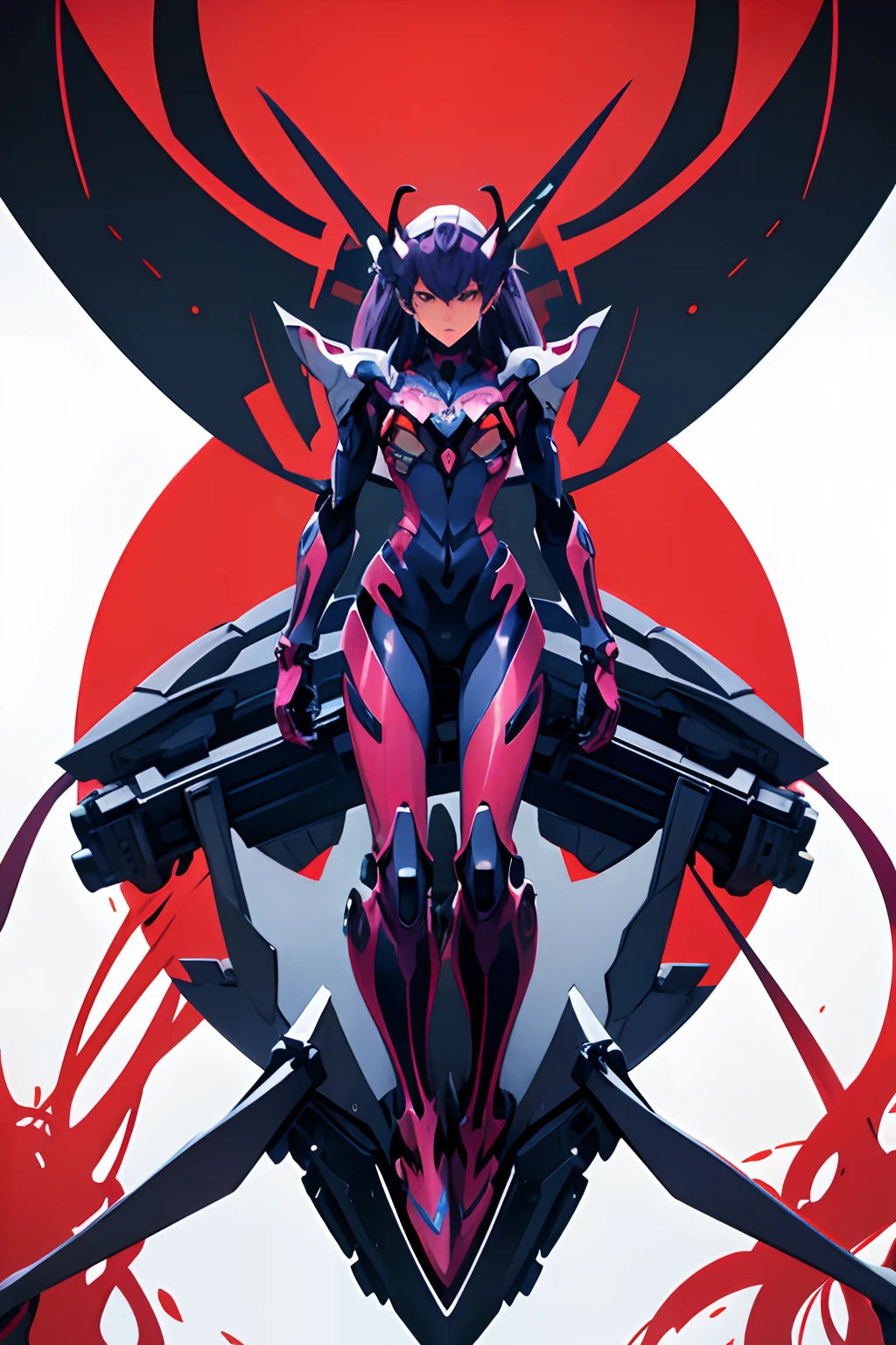 Evangelion. EVA-01. Detailed robot armor in black. Big Robot.