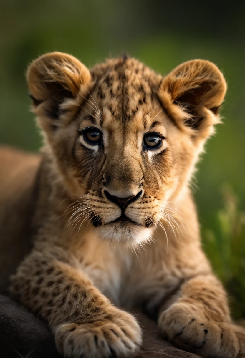 image with transparent background, lion cub, in three-piece suit, full frame