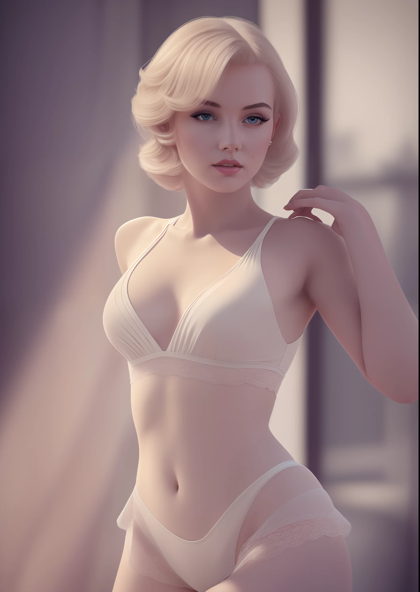 Marilyn, solo, portrait, indistinct, detailed clothes, light and thin gymnastics wear, (delicate illustration:1.4),(masterpiece:1.0), (best quality:1.4), (ultra highres:1.2), (photorealistic:1.4), (8k, RAW photo:1.2), (soft focus:1.4), (22yo:1.3), (sharp focus:1.4), detailed beautiful face, (looking at viewer:1.5), mature female,