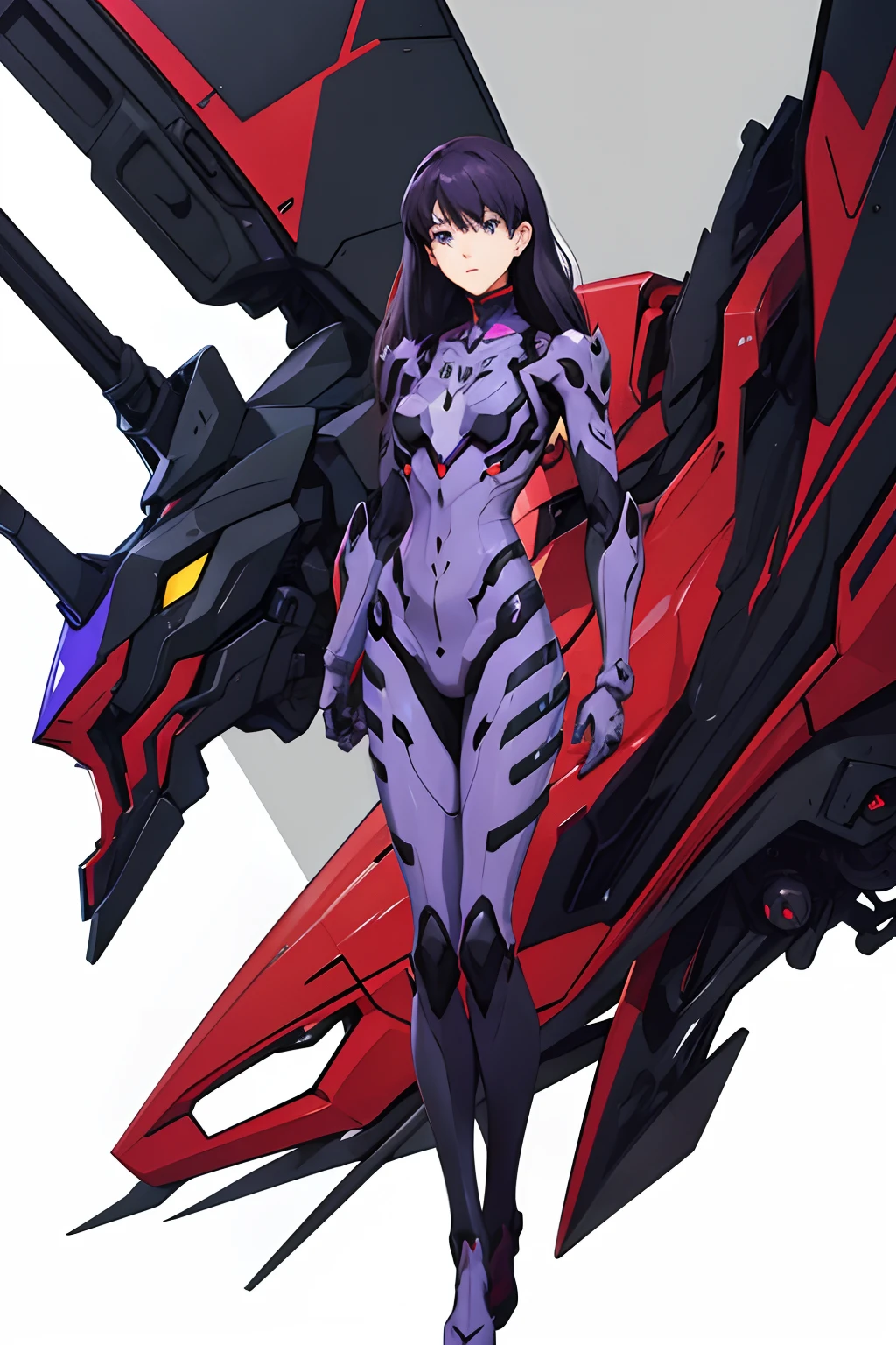 Evangelion. EVA-01. Detailed robot armor in black. Big Robot.