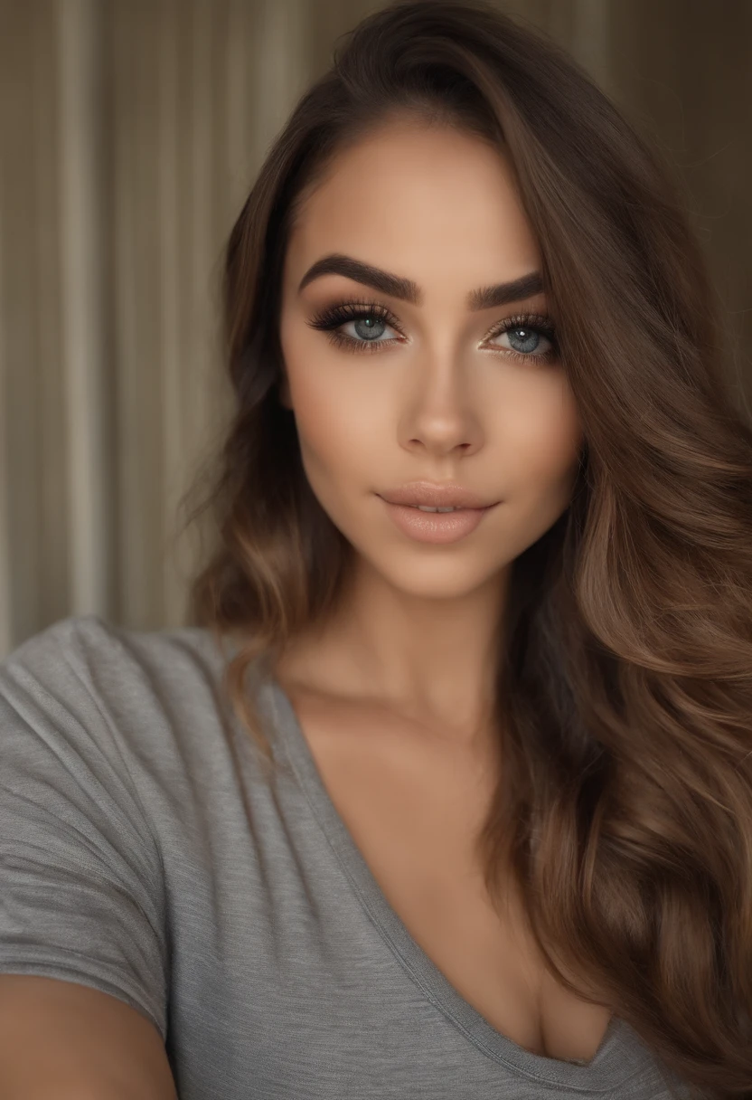 Arafed Mujer con camiseta sin mangas y bragas a juego, Chica sexy con ojos marrones, Retrato Sophie Mudd, cabello rubio y ojos grandes, Selfie de una mujer joven, Ojos en el dormitorio, Violeta Myers, ohne Maquillaje, Maquillaje natural, staring directly into camera, Cara con Artgram, dezentes Maquillaje, Impresionante foto de cuerpo completo, en el dormitorio, Fission