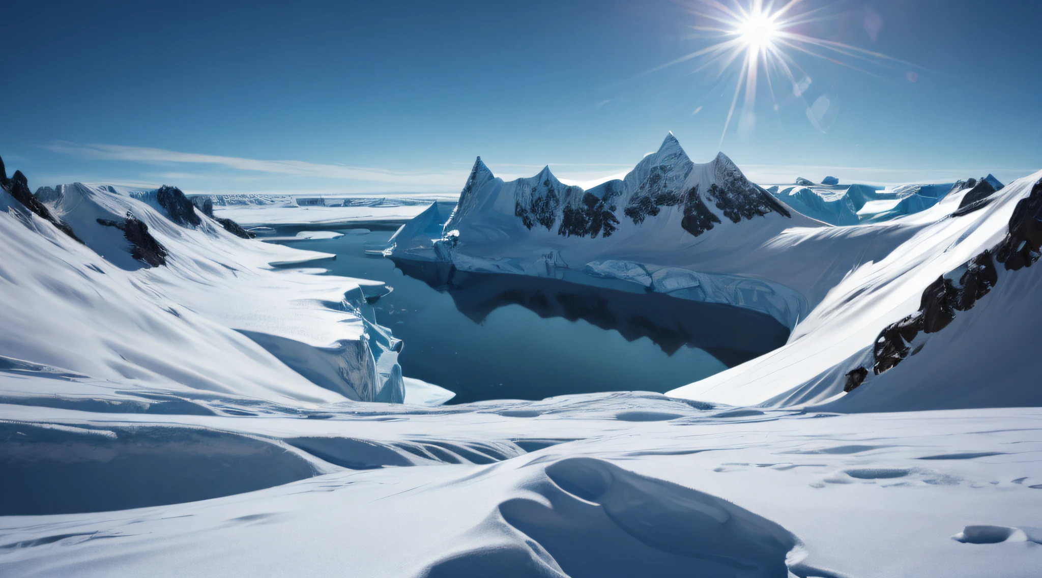 Antarctic landscape with hidden UFO bases.