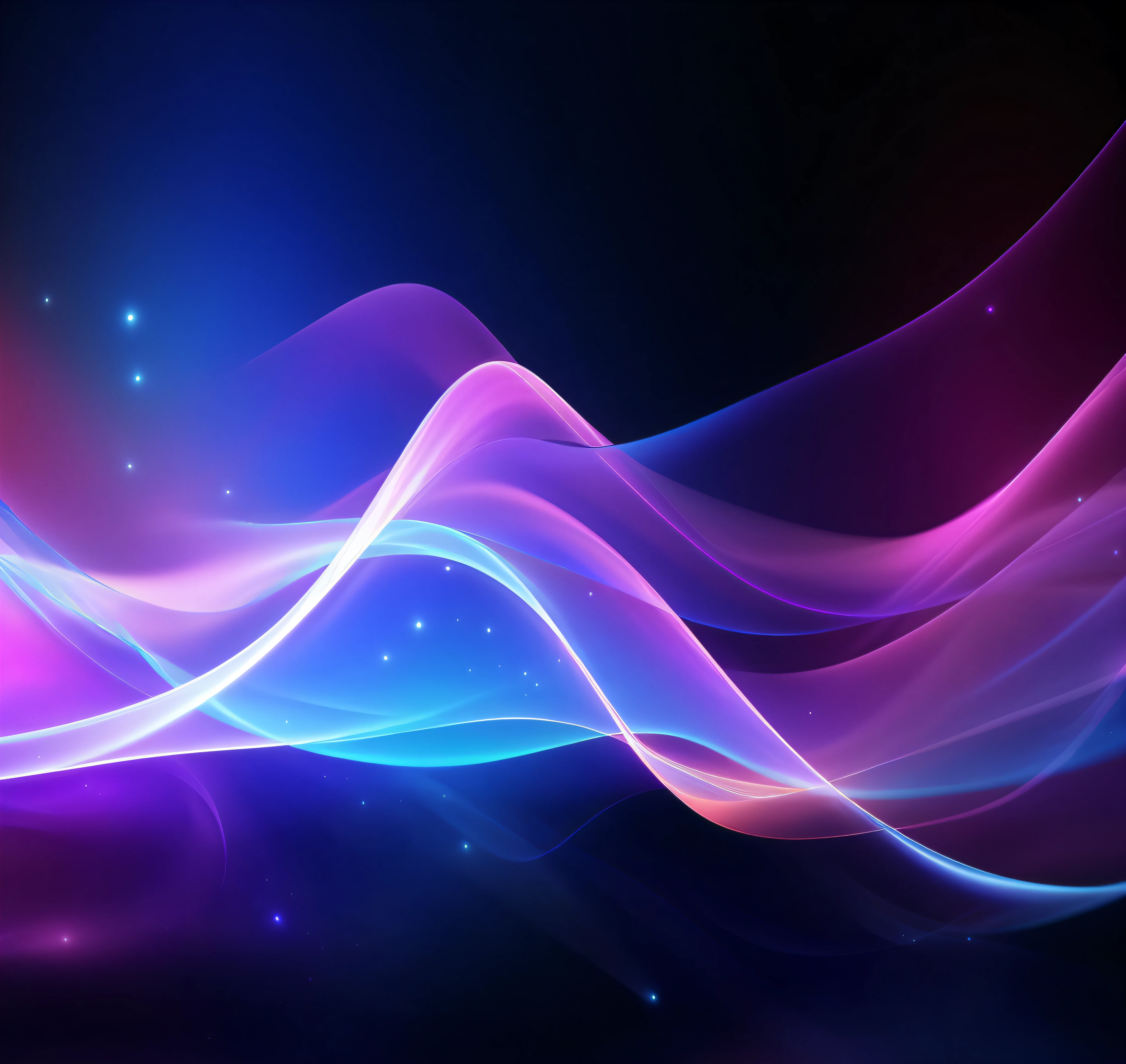 abstract background with blue and pink waves and stars, cool background, color light waves, particle waves, glowing background, glowing lines, flashy modern background, glow wave, fractal waves, magnificent background, dynamic colorful background, softly swirling magical energy, ambient light background, smooth background, swirling flows of energy, vivid background, abstract purple lighting, background with neon lighting