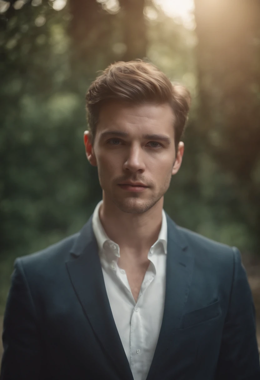 create a realistic image of a narcissistic man staring into space