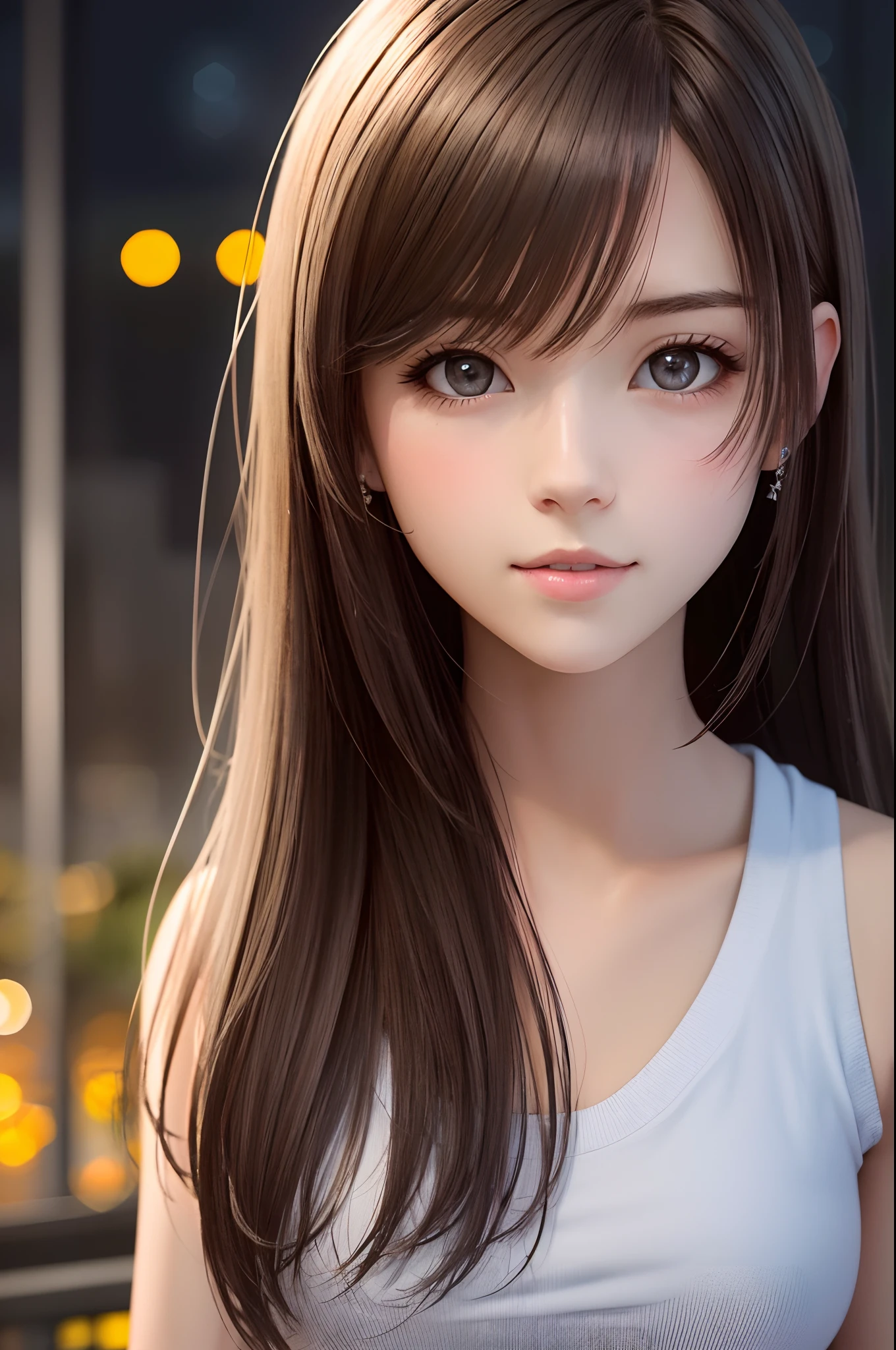 8K,top-quality,Real Image,intricate detailes,超A high resolution,Depth Field,masuter piece,natural soft light,profetional lighting,1 girl in,(cute little:1.2),Very beautiful cartoon girl, photorealistic anime girl render, realistic anime 3 d style,A detailed eye, (((FF7)))(((tifa))),(tifa:1.2,Solo), Detailed eyes, (light brown hair, Large breasts: 1.2), ((natta,cyberpunked,Industrial Zone,Lit up))
