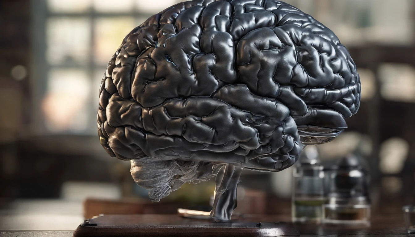 Brain in the hands with several health elements, materia, Exercise, mirai, Forming a high-performance brain、pitch black、unmanned