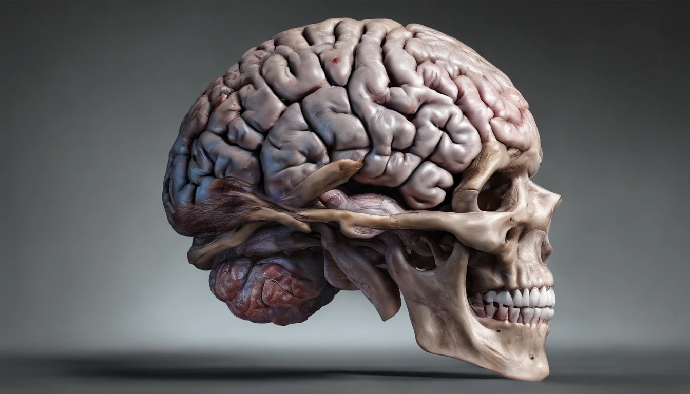 Brain in the hands with several health elements, materia, Exercise, mirai, Forming a high-performance brain、pitch black、unmanned