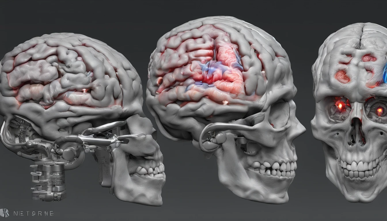 Brain in the hands with several health elements, materia, Exercise, mirai, Forming a high-performance brain、pitch black、unmanned